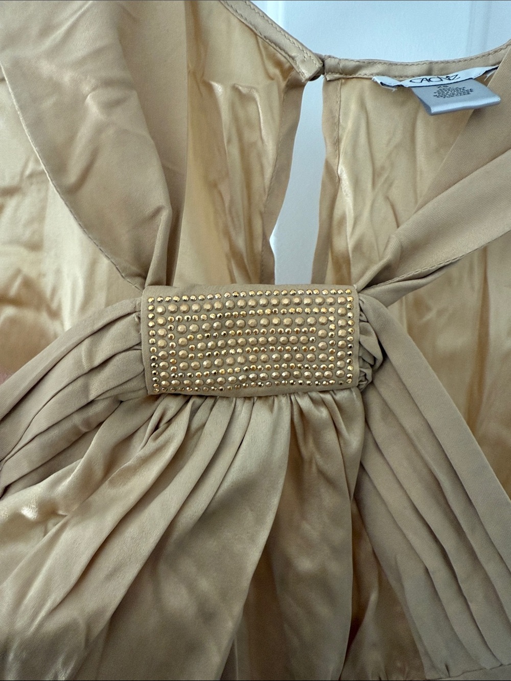 Cache Gold Silk Sleeveless Top with Beaded Detail - Picture 4 of 6
